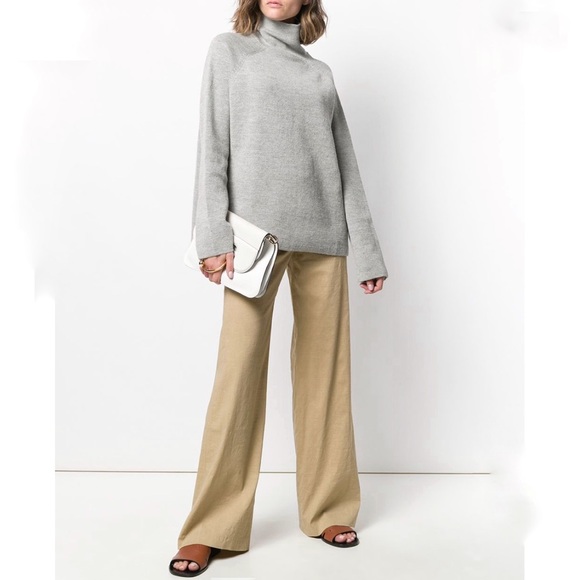 Theory wide leg linen khaki tan  pants - Picture 1 of 4